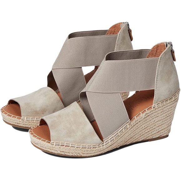 NIB Gentle Souls by Kenneth Cole Colleen X Elastic Espadrille Suede Wedge Sandal - Picture 11 of 14